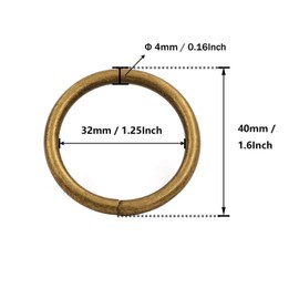 Conector de hebilla de metal de 1-1/4 pulgadas, bucles redondos no soldados para bolsos, correas de cartera y correas de cinturón, bronce, paquete de 20
