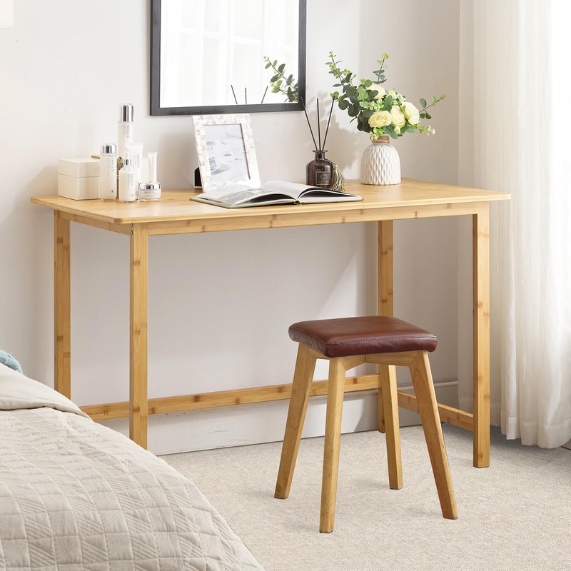 Nnewvante 47 Inch Computer Desk, Bamboo Writing Desk, Modern Simple