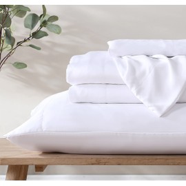 Ethos Natura 100% Eucalyptus Tencel Lyocell Sheet Set, Silky Soft & Smooth Cooling Sheets for All-Season, Sustainably Made, Moisture-Wicking, Hypoallergenic - Full, White