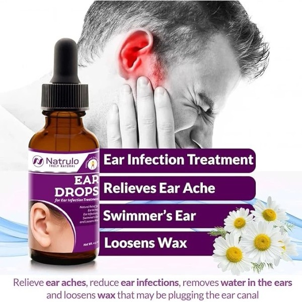 Branded Natrulo Natural Ear Drops for Ear Infection Treatment -