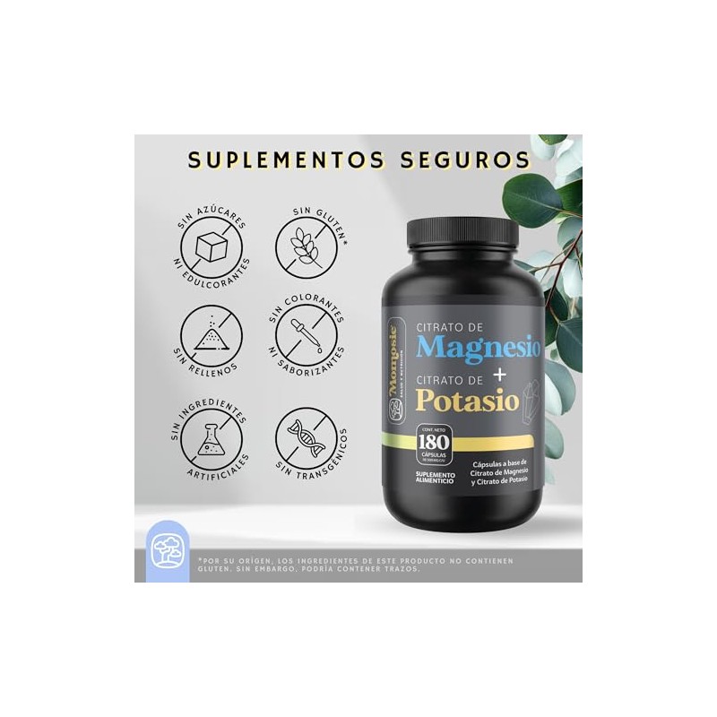 Citrato de Magnesio Citrato de Potasio Momosie Cápsulas sin rellenos
