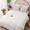 Vessia Flannel Fleece Throw Blanket for Couch,Sofa,Bed, 300GSM Striped Cream