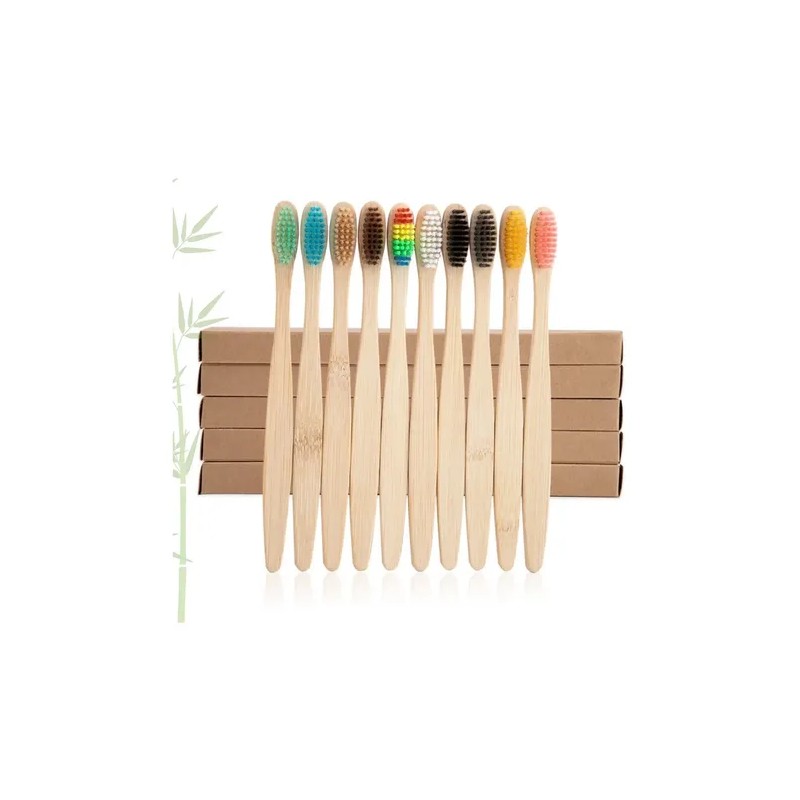 Paquete 80 Cepillo Dientes Bambú Biodegradable Suave