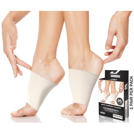 Physix Gear Sport Calcetines fascitis plantar, las mejores medias compresión hombre y mujer para arco plantar, calcetines de compresión para dolor de pies planos y espolón calcáneo, 1 par, XL, beige