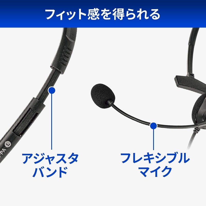 GOPPA GP-HS14/B Goppa Headset, Overhead Type, Single Ear, Monaural, 0.1