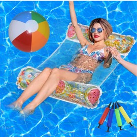COSTOYFUN Swimming Pool Float Hammock & Beach ballsAdults 4-in-1 Multi-Purpose Inflatable Pool Floats Non-Stick Thick PVC Water Hammocks for Adults Vacation Fun and Rest