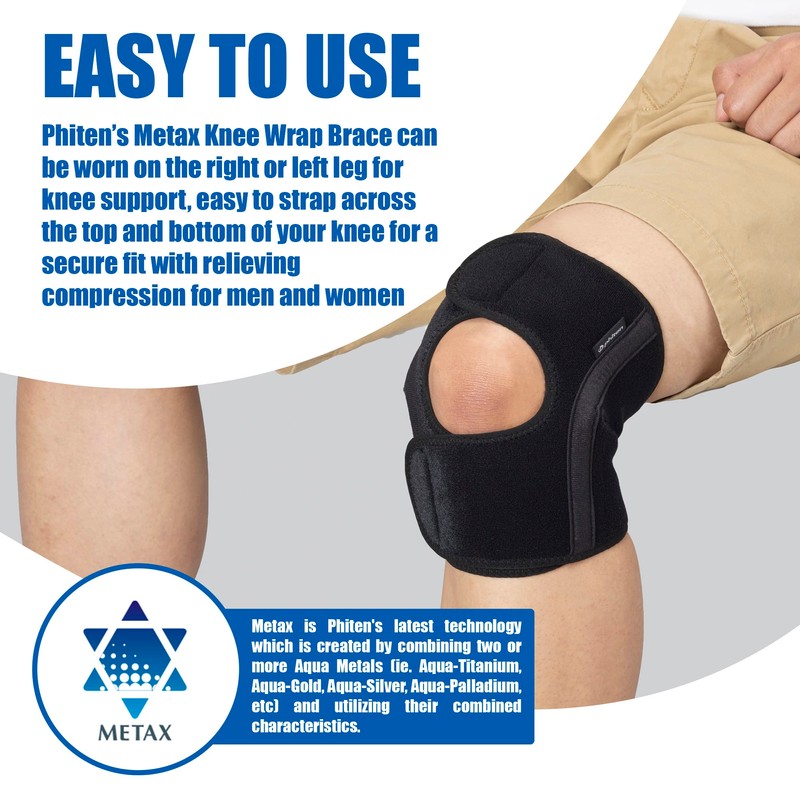 Phiten Metax Knee Wrap, Black, Large
