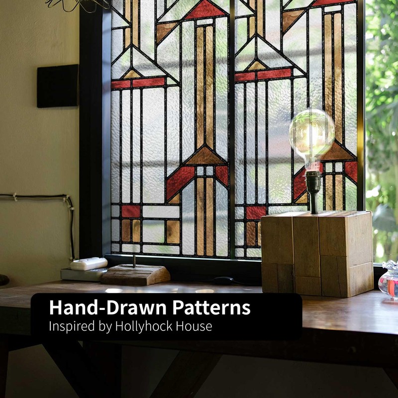 Flortlias Faux Stained Glass Effect Window Privacy Film, Original Hand