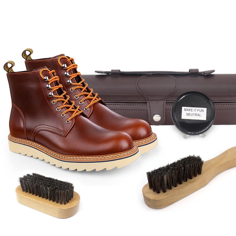 Shoe Shine Kit with PU Leather Sleek Elegant Case, Travel