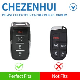 CHEZENHUI Compatible with Dodge Key Fob Cover with Leather Lanyard, Car Key Case Shell Protection for 2019-2022 Dodge RAM 1500 2500 3500 4500 5500 3/4/5/6 Button Smart Remote Control,Red