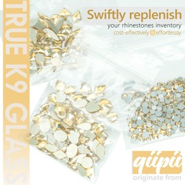 Champagne Gold Nail Rhinestones 120 Multi Shapes Flatback Crystal Golden Gems +SS10 SS16 Round Beads K9 Glass Stones Diamonds Jewels Nail Art Supplies Nail Charms for Nails Faces Eyes Makeup Crafts