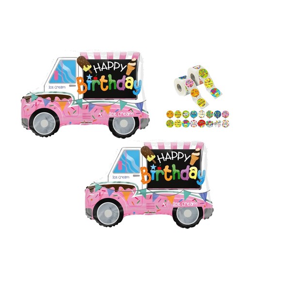 Set Of 2 Ice Cream Truck 26'' Balloons Birthday Party
