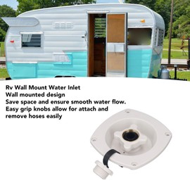 RV City Water Inlet, Wall Mounted Connection with Quick Connector, RV City Water Inlet Connection for Camper Hookup Marine Motorhome Trailer Boat (White)