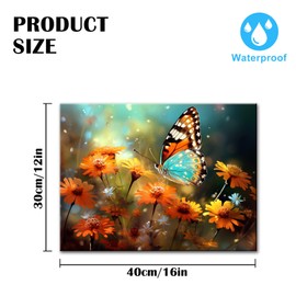 DEORAIO Flower ButterflyWall Art Orange Daisy Wildflowers Butterfly Canvas Wall Art Colorful Scenery for Living Room Baby Room Nursery Bedroom Bathroom Office Decor Framed Ready To Hang 12x16inches