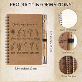 Resurhang 20 Pcs God Says You are Bible Study Notebook Christian Gifts for Women Prayer Journal with Religious Pens Bible Verse Spiral Notebooks Church Sunday School Study Supplies