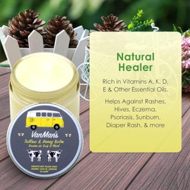 Vanman's - Tallow and Honey Balm Jumbo - Tallow Face Moisturizer with Honey and Beef Tallow for Skin - Grass-Fed Beef Balm for Face with Vitamins A, K, D, E and Essential Oils - 6 ounces