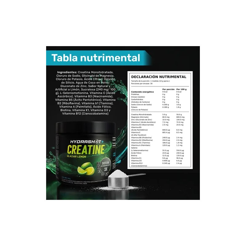 Creatina Monohidratada 300g Polvo Hydrashot