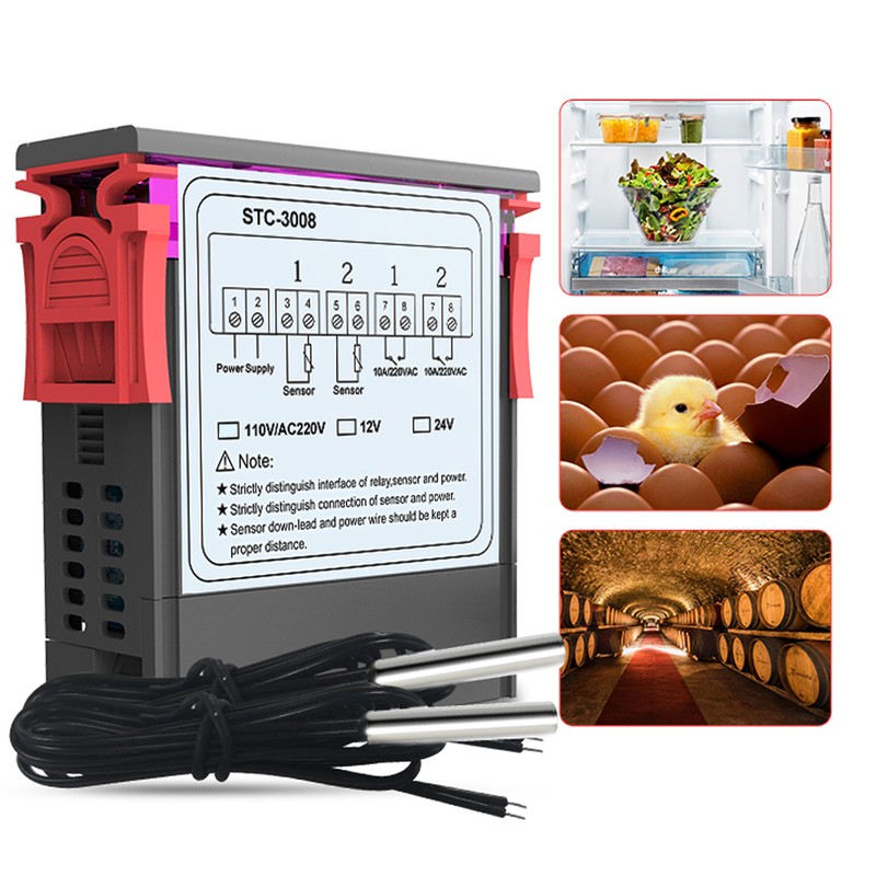Digital Display Temperature Controller Microcomputer Intelligent Dual Control Electronic Adjustable
