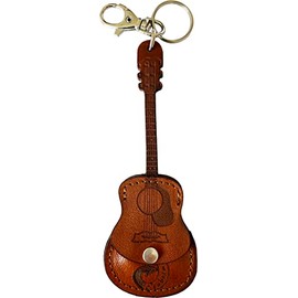 Etabeta Artigiano Toscano Guitar Key Chain Genuine Leather Vegetable Tanned Made in Italy Brown Plectrum Holder, brown, Pick Holder