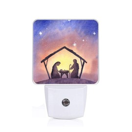 GANTINIR Birth of Jesus Night Light, Plug-into Nightlight White LED Lamp, Energy Efficient Decor Desk Lamp for Bedroom Hallway Stairs Bathroom