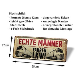 Echte Männer fahren LKW - Metal Sign for Trucks, Trucks, Trucks, Trucks, Trucks, Truckers, Professional Drivers - Decorative Sign Garage, Workshop, Cab - Gift Men - 28 x 12 cm