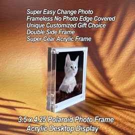 SULEPE 3.5 x 4.25 Polaroid Photo Frame for Polaroid I-Type/600/SX-70/Instax Wide Square/HP Sprocket Film/Zink Photo Paper, 4.25 x 3.5 Acrylic Picture Frame, Desktop Display (1 Pack)