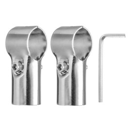 sourcing map 2Pcs 180 Degree Structural Pipe Connectors 2 Way End Rails Clamp with Wrench Stainless Steel Corner Pipe Fittings for DIY Shelf Garden Support 1"/1.1" Fit Pipe Dia, Silvery