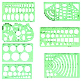 SenseYo 7 Pack Drawings Templates Stencil, Circle Template for Geometric Drawing Stencils, Plastic Clear Circle Stencils Architecture Supplies Drafting Tools for Office, Studying, Designing (7 pcs)