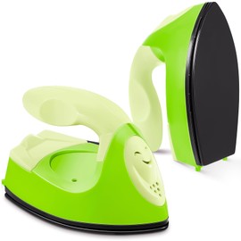 Honoson Mini Craft Iron Mini Heat Press Small Iron Portable Handy Tiny Flatiron with Charging Base Accessories for Fuse Beads Patch DIY Shoes T-Shirts Heat Transfer Vinyl Projects (Green Series)