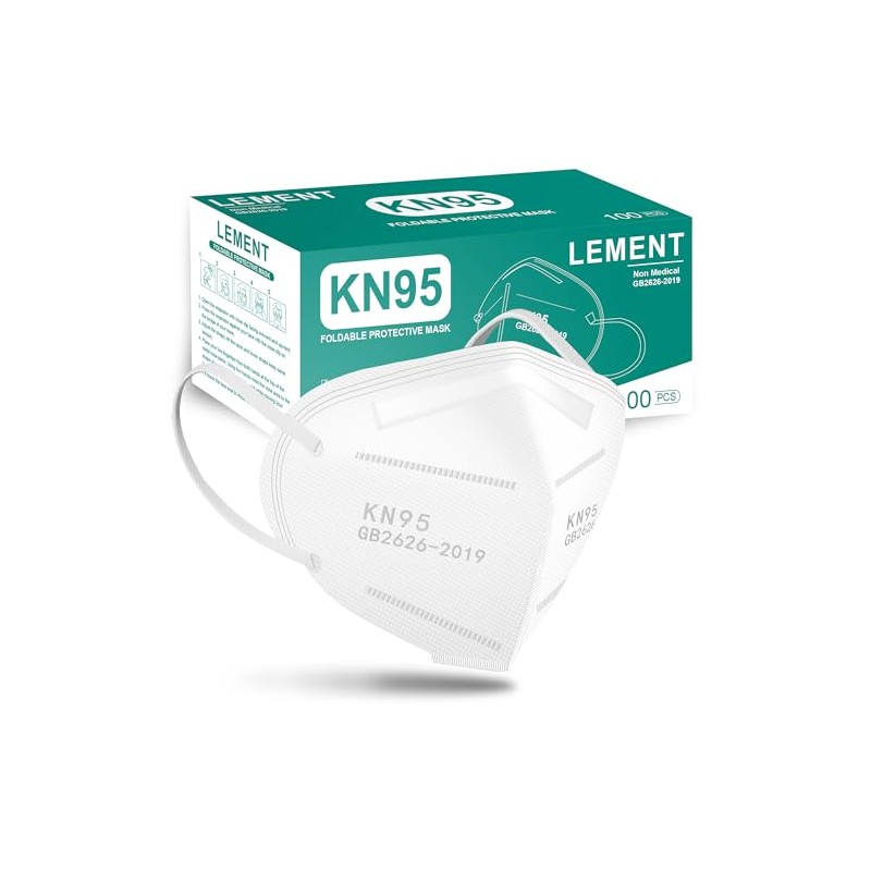 LEMENT KN95 Face Masks,100 Pack Breathable Cup Dust Disposable Masks