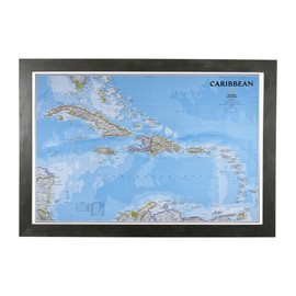 Push Pin Travel Maps Classic Caribbean with Rustic Black Frame and Pins - 27.5 inches x 39.5 inches