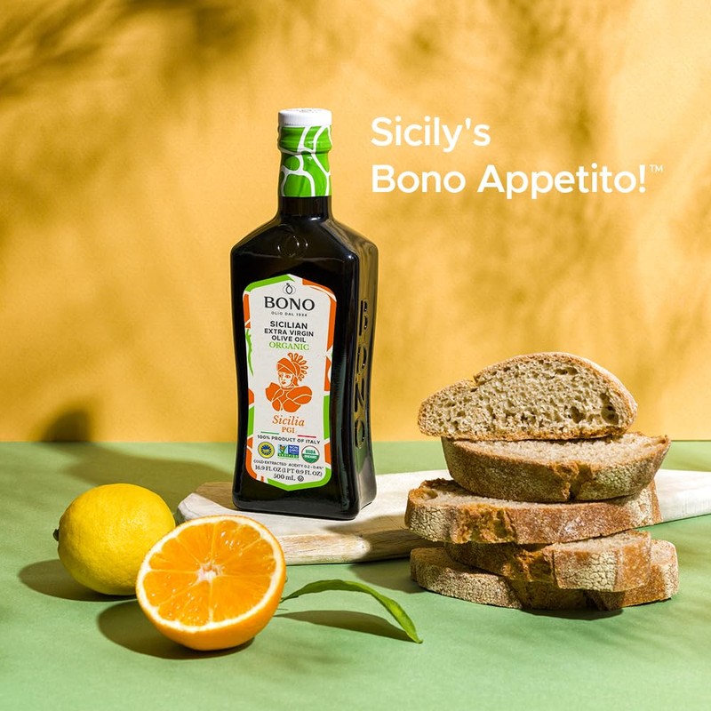 BONO Organic Sicilian PGI Extra Virgin Olive Oil, 16.9 Fl