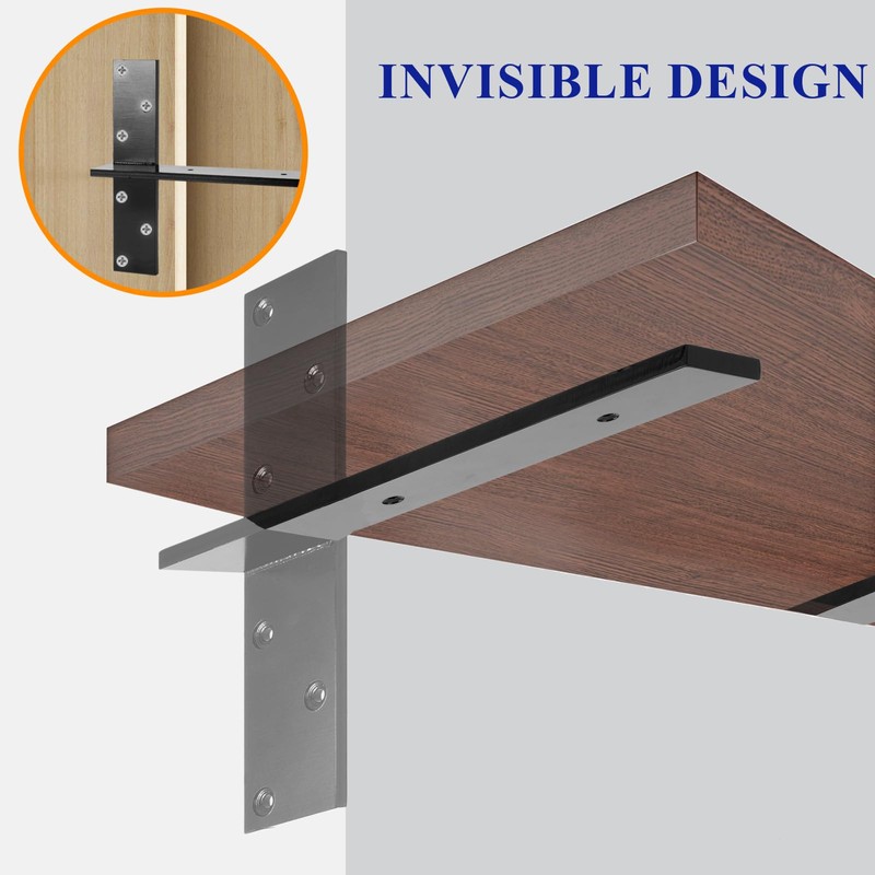 TPSHKE 2 Pack Free Hanging T Shelf Bracket, 18"Lx2-1/2"W Granite
