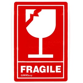 GMKbuy 3 x 2 pulgadas – 100 calcomanías frágiles de diseño de vidrio – Fácil de romper, etiquetas adhesivas permanentes de advertencia para caja de envío, cartón, paquete, paquete, paleta y más