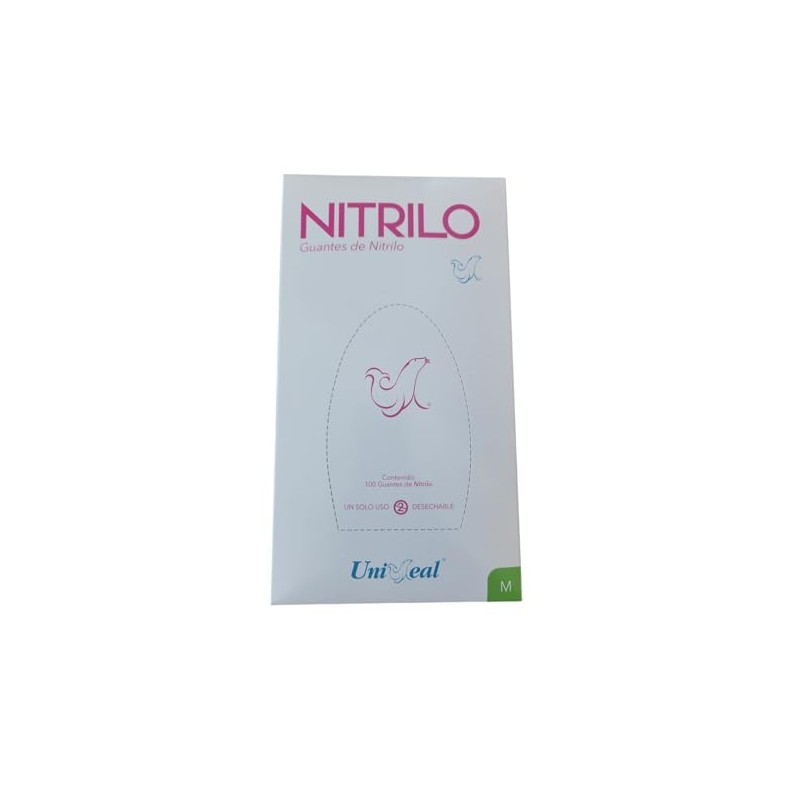 Guantes de Nitrilo Rosa, Talla Mediana, UniSeal