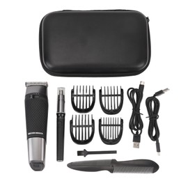 Hair Clipper Kit with Nose Trimmer LCD Display 2 Speed Control USB Charging Waterproof Professional with 4pcs Guide Combs EVA Bag