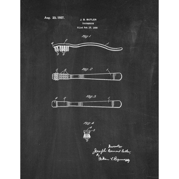 Toothbrush Patent Print Chalkboard (5" x 7") M12493