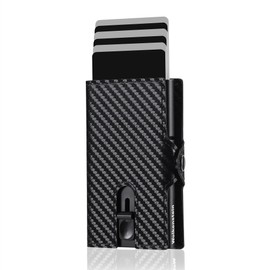 Wolkenstein Leather Card Case with Coin Compartment Men's Credit Card Holder Money Clip Slim Wallet Genuine Leather RFID Protection