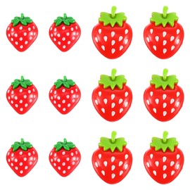 Piriuuo 12 Pcs Strawberry Fridge Magnets, 2 Sizes Cute Red Fridge Magnets Resin Decorative Magnet for Kitchen Pictures Whiteboard Locker Decor (6 Small + 6 Large)