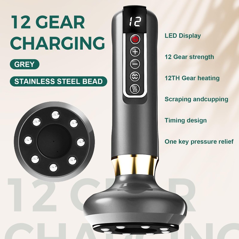 12 Level Electric Cupping Smart Scraping Massager Heating GuaSha Massage
