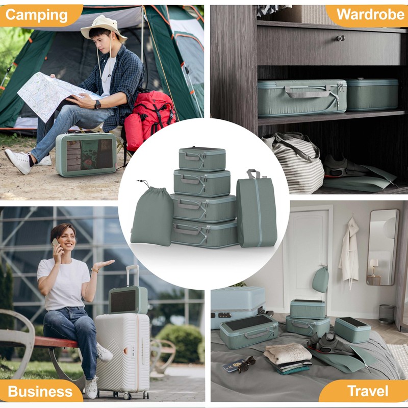 Serentify Extra Deep Compression Packing Cubes for Suitcases - 6PCS