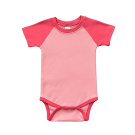 Monag Short Sleeve Raglan Bodysuit 3-6M Pink/Fuchsia