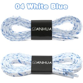 DANHUA Flat White Blue Shoelaces 47 inch for Sneakers Art Printed Pattern String 2 Pair