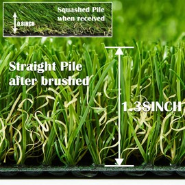 ZGR Artificial Grass Rug 6 FT x 11 FT Fake Faux Grass, Indoor Outdoor Patio Garden Lawn Landscape Synthetic Grass Mat, Realistic Turf, 4-Tone/Soft, with Drainage Holes & Rubber Backing/Many Sizes