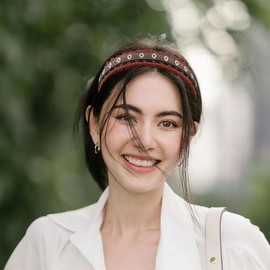 Boho Chic Headband, Cute Braid Headbands for Women, Vintage Ethnic Style Eyelet Lace Floral Fabric Head Band, Non-Slip Elastic Wide Boho Hair Accessories for Dressy Decorative(Wine Red)