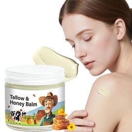 Tallow and Honey Balm, Nourishing Beef Tallow Skin Care for All Skin Types, Deep Hydration Beef Tallow Moisturizer, Long Lasting Tallow Face Cream for Face&Body, Grass - Fed Whipped Beef Tallow Balm