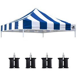 Eurmax USA New 10x10 Pop Up Canopy Replacement Canopy Tent Top Cover, Instant Canopy Top Cover ONLY, Choose 30 Colors,Bonus 4PC Pack Weight Bag (Stripe Blue)