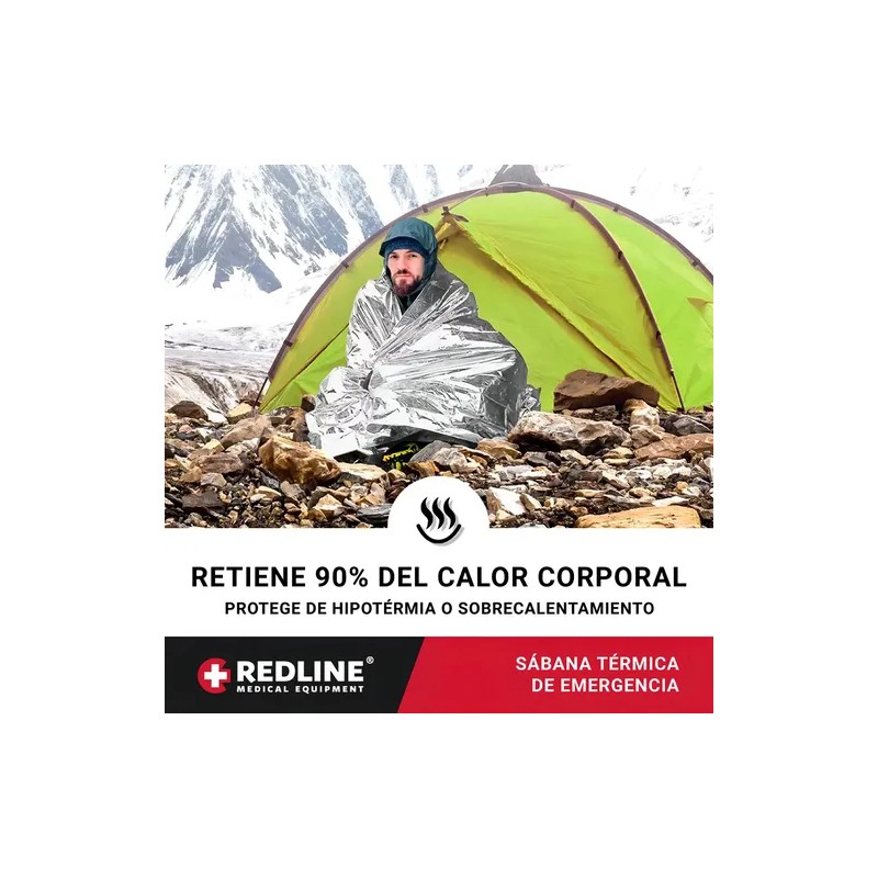 Sábana Térmica Aluminio Redline RL-EBL01 Pack 24 Manta Emergencia Impermeable