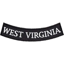 PatchStop State of West Virginia Bottom Rocker Patches for Jackets Motorcycle Vests Backpacks Hats Tactical - Small 4x1.25in B&W Iron On Sew On Biker Emblem - United States Souvenirs Travel Gifts