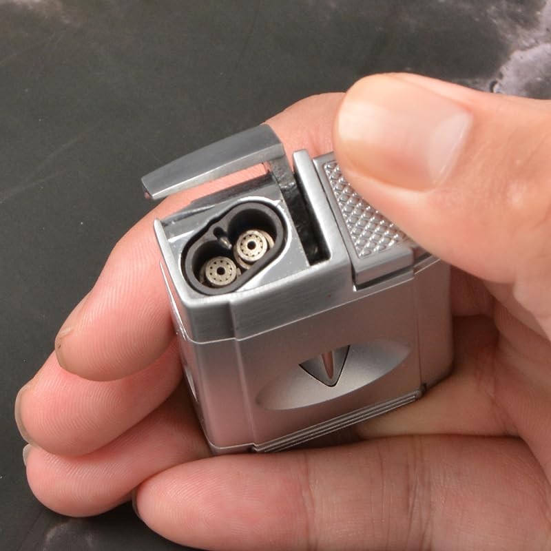 Kavydens Torch Lighter with The V Cutter, Refillable Butane Double